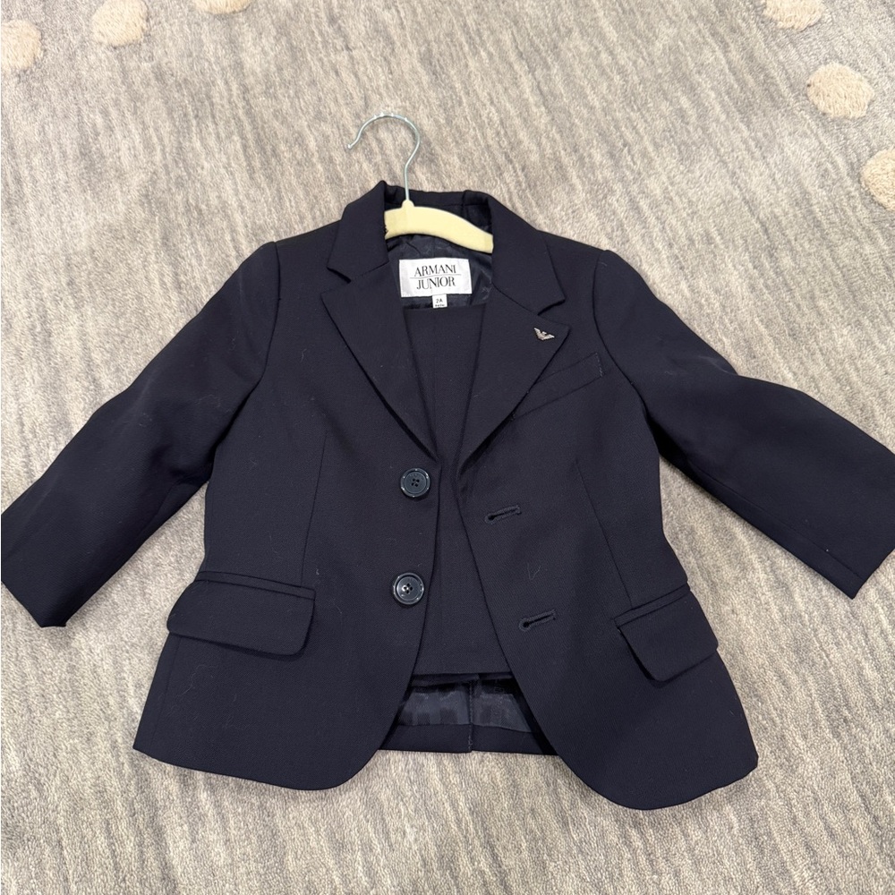 Armani Junior Black Blazer with Notched Lapels